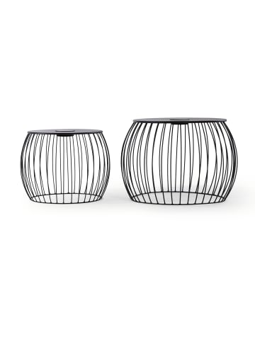 Lumaland Korbtisch mit LED-Beleuchtung 2-tlg. 3,7V schwarz Schwarz