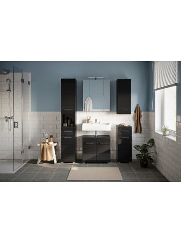xonox.home Badkombi inkl. Bel. in schwarz/schwarz hochglanz  - (B) 151 x (H) 182 x (T) 34
