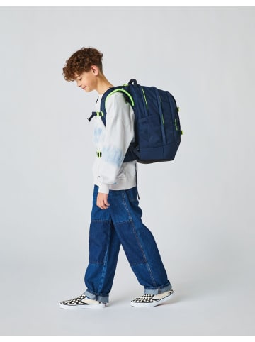 Satch Schulrucksack Toxic Yellow in dunkelblau