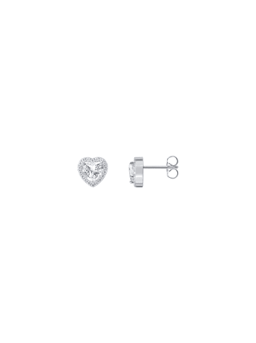 Thomas Sabo Halo-Ohrstecker Mit Weißem Stein In Herzform in silber, weiß