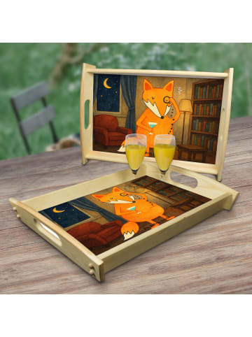 Mr. & Mrs. Panda Frühstückstablett Fuchs Lord Design ohne Spruch in Weiß