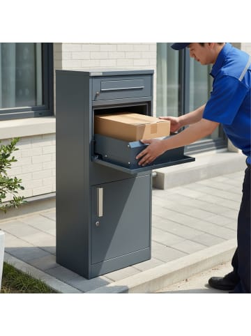 Briefkasten in Grau - (B)51 x (H)112 x (T)38 cm