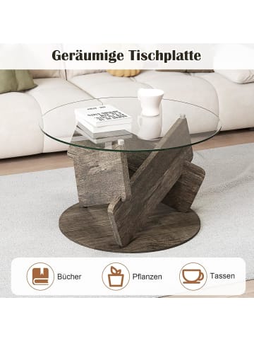 COSTWAY Glastisch Couchtisch in Grau
