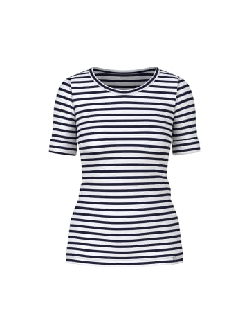 MARC CAIN ADDITIONS  Ringel-T-Shirt aus Baumwoll-Ripp in Midnight Blue