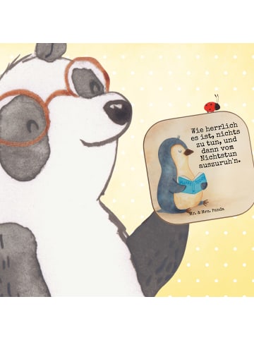 Mr. & Mrs. Panda Glas-Untersetzer Pinguin Buch Design mit Spruch in Weiß