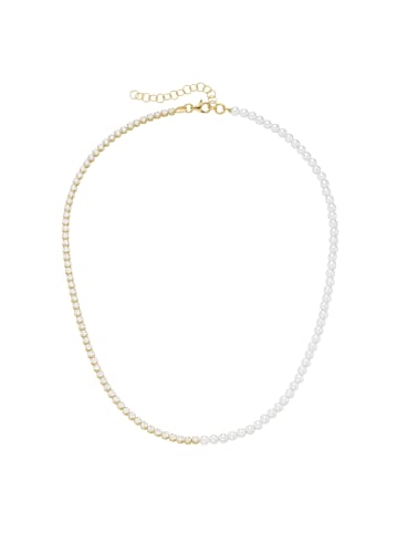 Smart Jewel Collier Zirkonia Steine, Kristallperlen in Gold