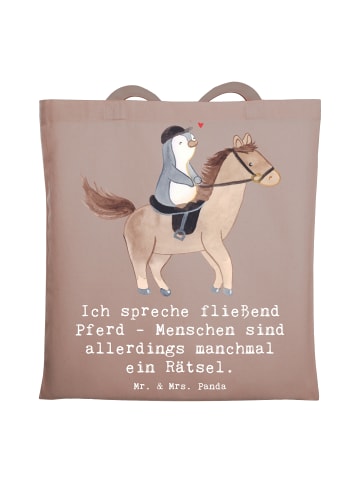 Mr. & Mrs. Panda Shopper Reiten und Rätsel mit Spruch in Braun Pastell