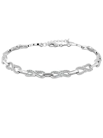 Adeliás Damen Armband Unendlichzeichen aus 925 Silber mit Zirkonia 18+3 cm in silber