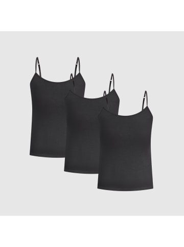 SMILODOX Modal Spaghetti Top 3er Pack in Schwarz