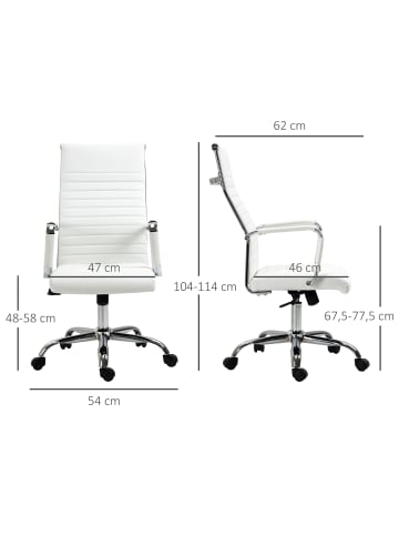 Vinsetto Bürostuhl-54B x 62T x 104-114H cm-Weiß