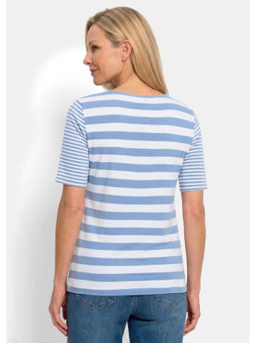 GOLDNER Streifenshirt aus softer Baumwollmischung in blau / weiß / geringelt