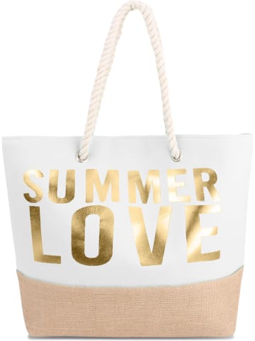 normani Bequeme Sommer-Umhängetasche, Strandtasche in Summer Love White/Gold
