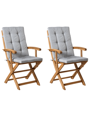 Beliani 2er-Set Gartenstuhl MAUI PREMIUM in Braun/Grau