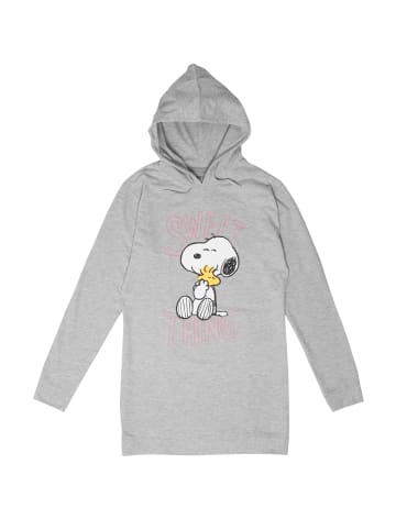 United Labels The Peanuts Snoopy Sweatkleid Oversize Hoodie Kapuzenpullover lang in grau