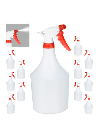 relaxdays 12x Sprühflasche in Weiß-Rot