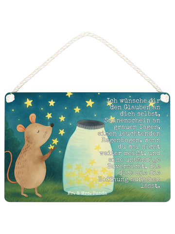 Mr. & Mrs. Panda Schild Maus Sterne Design mit Spruch in Weiß