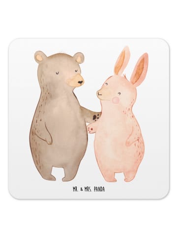 Mr. & Mrs. Panda Untersetzer Bär und Hase Umarmen ohne Spruch in Weiß