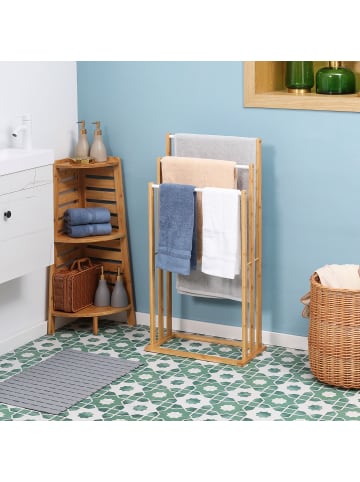 HOMCOM Handtuchständer-48L x 25,8B x 94H cm-Naturholz