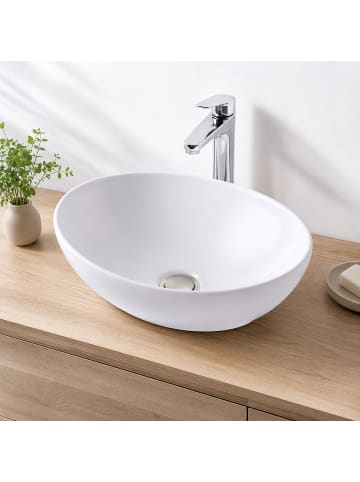 relaxdays Aufsatzwaschbecken in Weiß - (B)41 x (H)15 x (T)34 cm