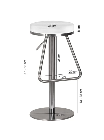 KADIMA DESIGN Höhenverstellbarer Edelstahl-Barstuhl für moderne Inneneinrichtung in Weiß