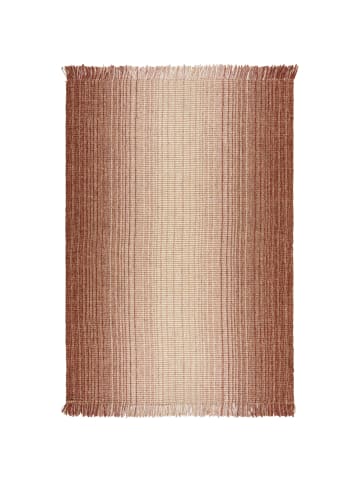 KADIMA DESIGN Teppich Jute-Wolle Farbverlauf, beidseitig nutzbar, handgewebt in Rot