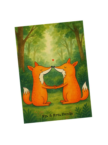 Mr. & Mrs. Panda Postkarte Füchse Liebe Design ohne Spruch in Weiß