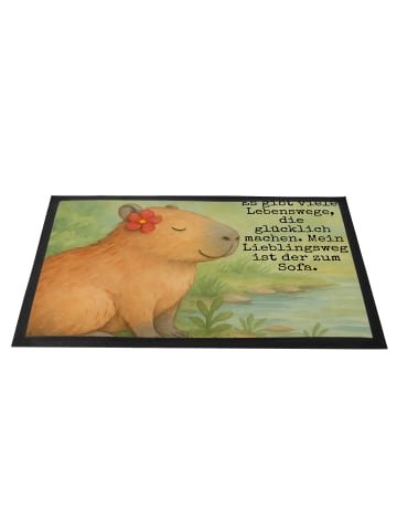 Mr. & Mrs. Panda Gummimatte Capybara Blume Design mit Spruch in Weiß