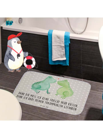 Mr. & Mrs. Panda Badteppich Frosch Liebe mit Spruch in Grau Pastell