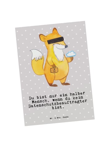 Mr. & Mrs. Panda Postkarte Datenschutzbeauftragter Herz mit Spruch in Grau Pastell