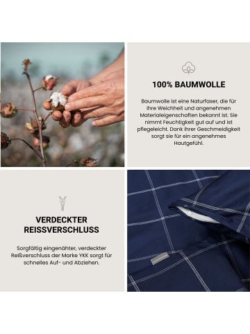 Schiesser Baumwollsatin-Bettwäsche-Set Josh in Dunkelblau