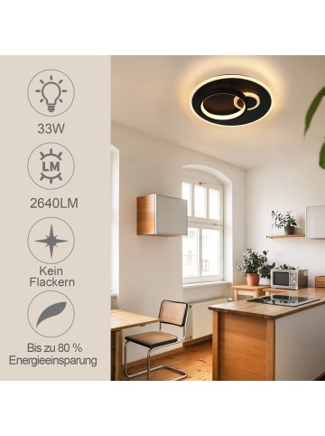 ZMH Deckenleuchte LED in schwarz 3-flammige rund dimmbar 33W Wohnzimmerlampe L 31cm