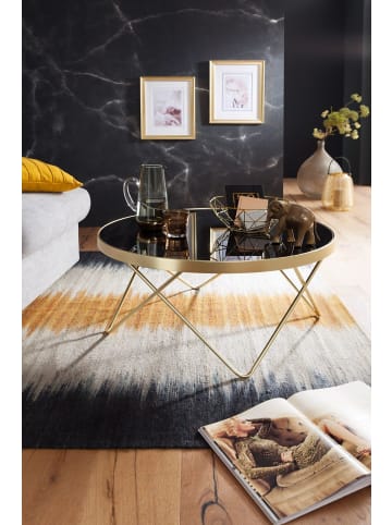 KADIMA DESIGN Couchtisch Ø 82 cm / matt Gold Beistelltisch Metall/Glas,