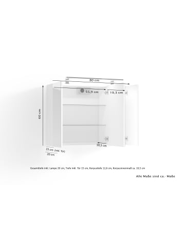byLiving Spiegelschrank SPREE in anthrazit - B 80, H 60, T 20 cm