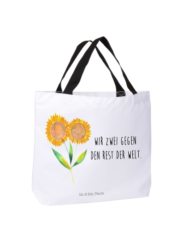 Mr. & Mrs. Panda Tote Bag Blume Sonnenblume mit Spruch in Weiß