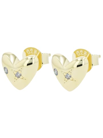 Adeliás Damen Ohrringe – Ohrstecker aus 925 Silber mit Zirkonia in gold