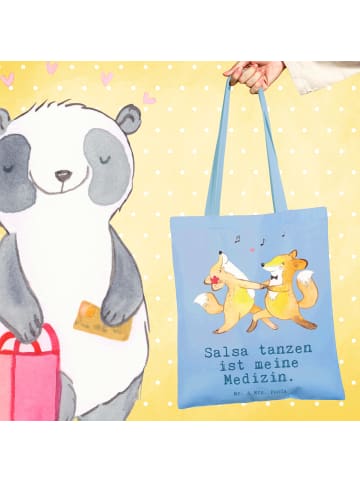 Mr. & Mrs. Panda Tasche Füchse Salsa tanzen mit Spruch in Sky Blue
