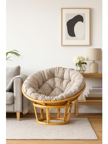möbel-direkt Papasansessel, Durchmesser 100 cm Sessel mit Kissen in beige