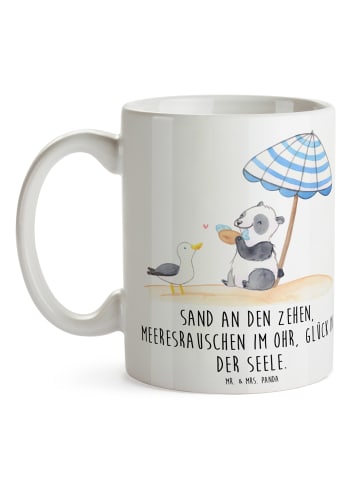 Mr. & Mrs. Panda Teetasse Sommer Meer Glück mit Spruch in Weiß