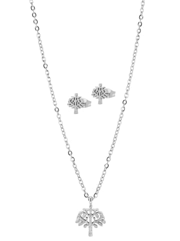 Adeliás Damen Halskette mit Anhänger – Lebensbaum aus Edelstahl in silber