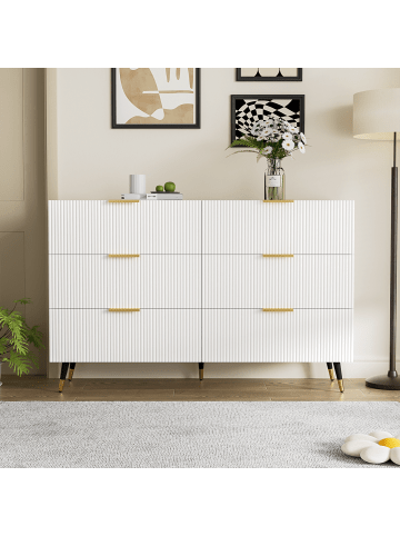 ABRIHOME Weißes Sideboard mit Metallfüßen und Stauraum, (B)120x40(H)x(T)77 cm