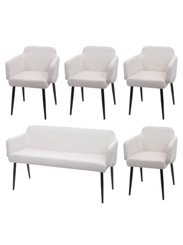 MCW Esszimmer-Set L13 4er-Set Stuhl+Sitzbank, Creme-weiß