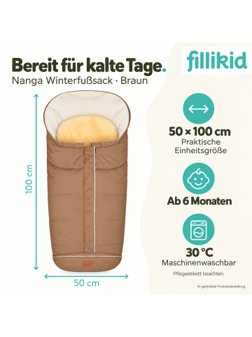 fillikid Echtfell-Winterfußsack Nanga Exklusiv in Toffee