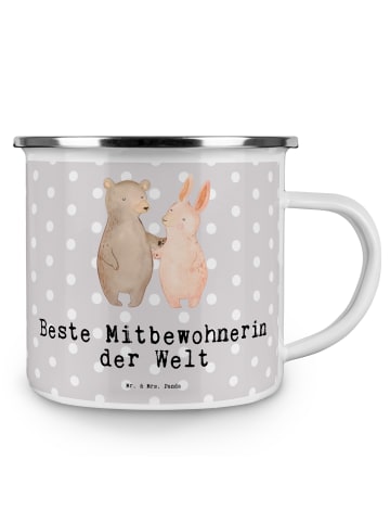 Mr. & Mrs. Panda Kaffeebecher Hase Beste Mitbewohnerin der Welt ... in Grau Pastell