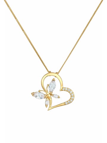 Elli Halskette 925 Sterling Silber Herz, Schmetterling in Gold