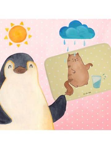 Mr. & Mrs. Panda Badteppich Katze Wasserglas ohne Spruch in Gelb Pastell