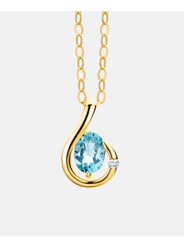 Diamant L'éternel Halskette mit Anhänger aus 375 Gelbgold mit Diamant mit Topas