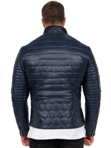 Reichstadt Herren Slim Fit Echtlederjacke Echtleder in Navy
