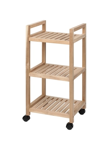 Wenko Badregal auf Rollen ACINA mit 3 Ablagen in Braun, (B) 35 x (H) 72 x (L) 31 cm