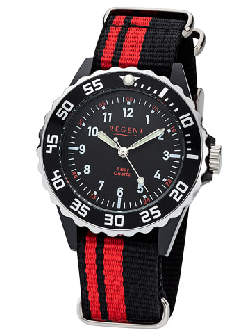 Regent Kinderuhr 5 Bar Wasserdicht Schwarz/Rot Ø 36 mm