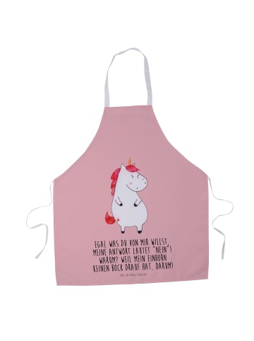 Mr. & Mrs. Panda Schürze Einhorn Wut mit Spruch in Rot Pastell